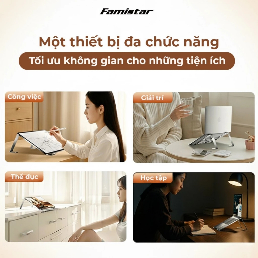 Giá Đỡ LapTop VTEK GD09 Tản Nhiệt Độ Cao Công Thái Học Ngang Tầm Mắt - Chịu Lực Lên Đến 10KG