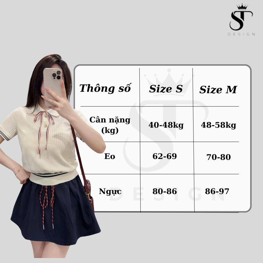 ST Design - Set Áo Len Dệt Kim Cổ Polo Nữ Dante Phối Nơ & Chân Váy Kaki 2 Da ST Design  - Hàng Thiết Kế - 31