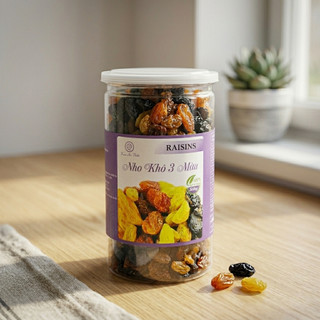 Nho Khô Ba Màu Mix 3 Loại Nho Mỹ Dẻo Mềm Ăn Vặt Healthy