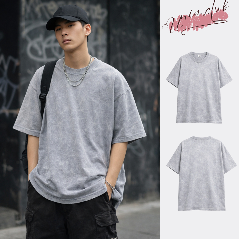 [VẢI 280 GSM] Áo Thun Wash Khói Premium Form Oversize 100% Cotton Việt Unim CLub Phong Cách Vintage Cool Ngầu Hottrend