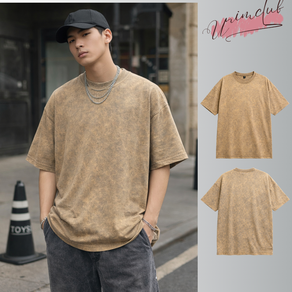 [VẢI 280 GSM] Áo Thun Wash Khói Premium Form Oversize 100% Cotton Việt Unim CLub Phong Cách Vintage Cool Ngầu Hottrend