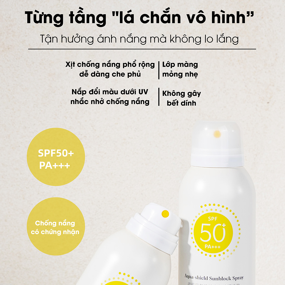 Xịt Chống Nắng Dermabell 150ml - Hỗ Trợ Cấp Ẩm, Làm Dịu Da