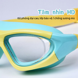 Bộ Kính Bơi Trẻ Em+Mũ Bơi Kính Bơi Gọng Lớn Chống Sương Mù Không Thấm Nước Độ Nét Cao Cho Trẻ Em
