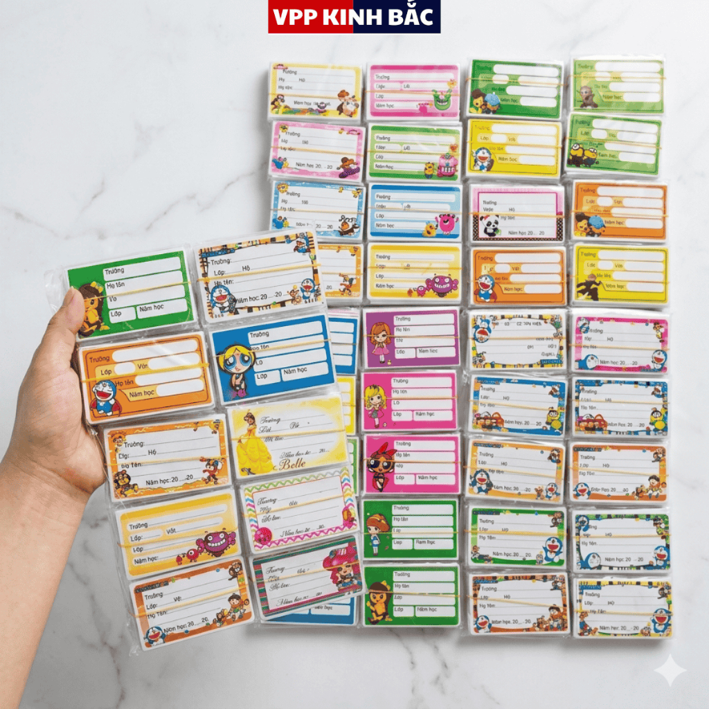 Set 50 Nhãn Vở Có Decan Dán Sẵn Cho Bé Trai Bé Gái Dùng Cho Lớp 1-12.
