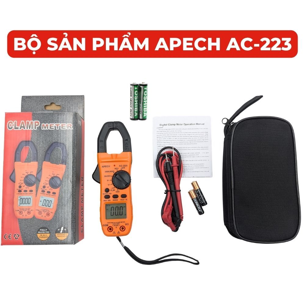 Ampe Kìm Đồng Hồ Kẹp Vạn Năng APECH AC-223 True RMS Giảm Sai Số 40% Phiên Bản Nâng Cấp