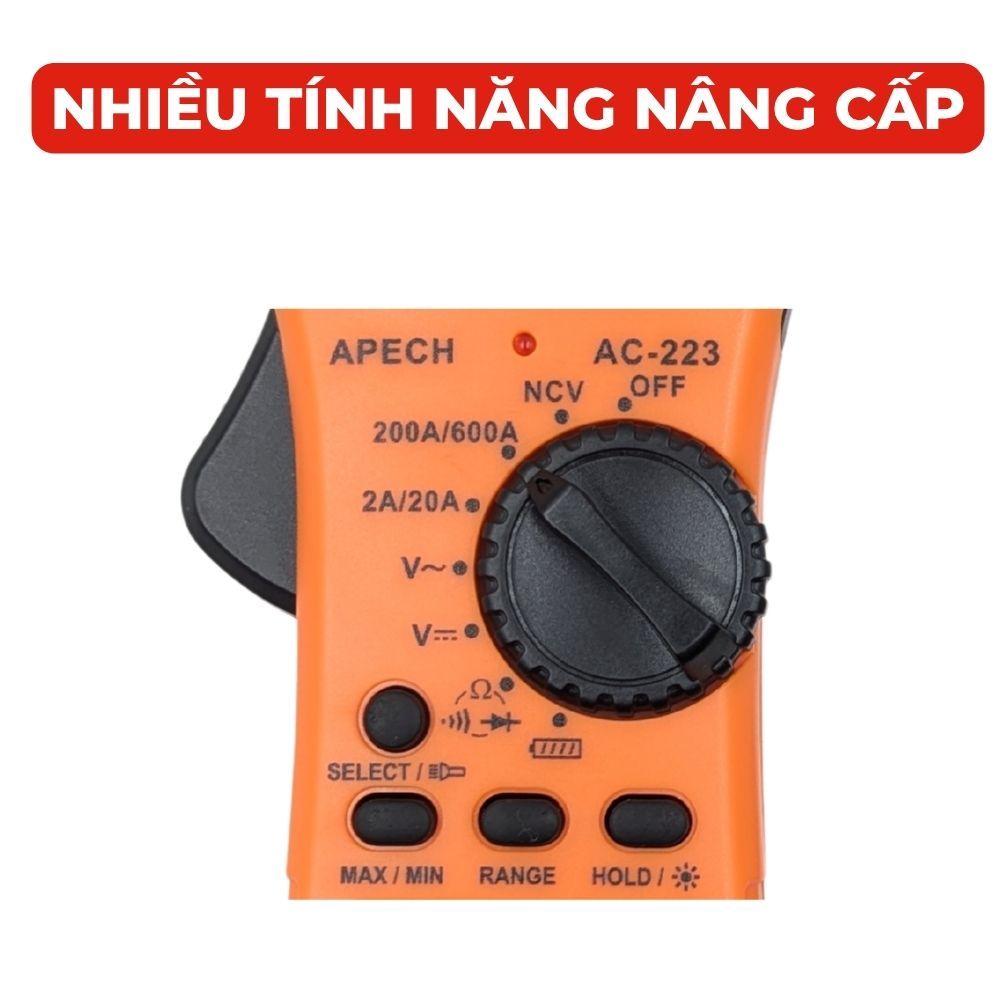 Ampe Kìm Đồng Hồ Kẹp Vạn Năng APECH AC-223 True RMS Giảm Sai Số 40% Phiên Bản Nâng Cấp
