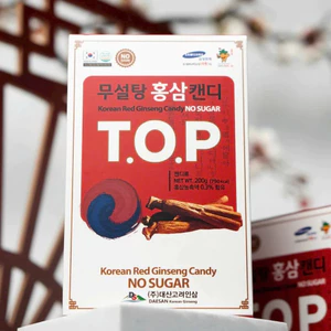 Kẹo Hồng Sâm Không Đường T.O.P Daesan (200g/hộp) - Thúy Sâm Yến Cộng Hòa