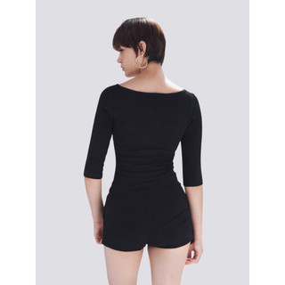 THEKIM Set Áo tay lỡ cổ V và quần short nhún cạnh chất liệu rib cotton mềm CS394361