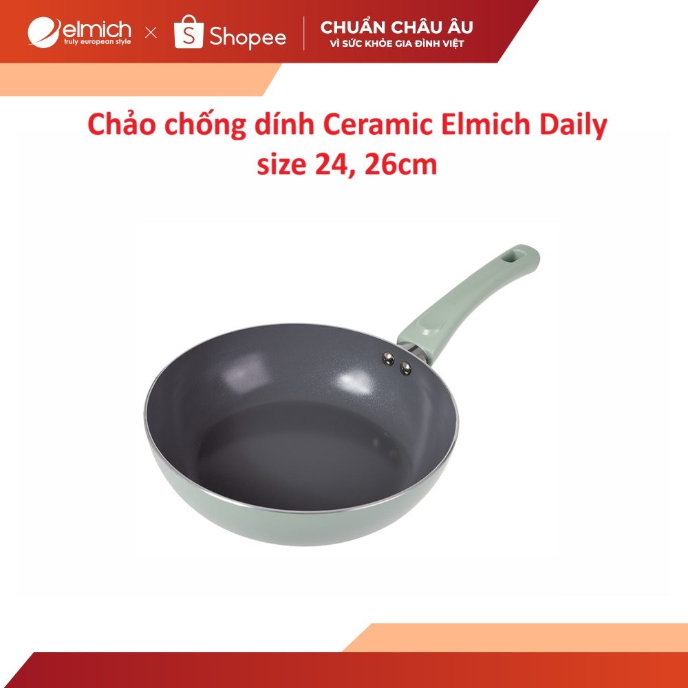 99k - Chảo chống dính Ceramic Elmich Daily size 24, 26cm