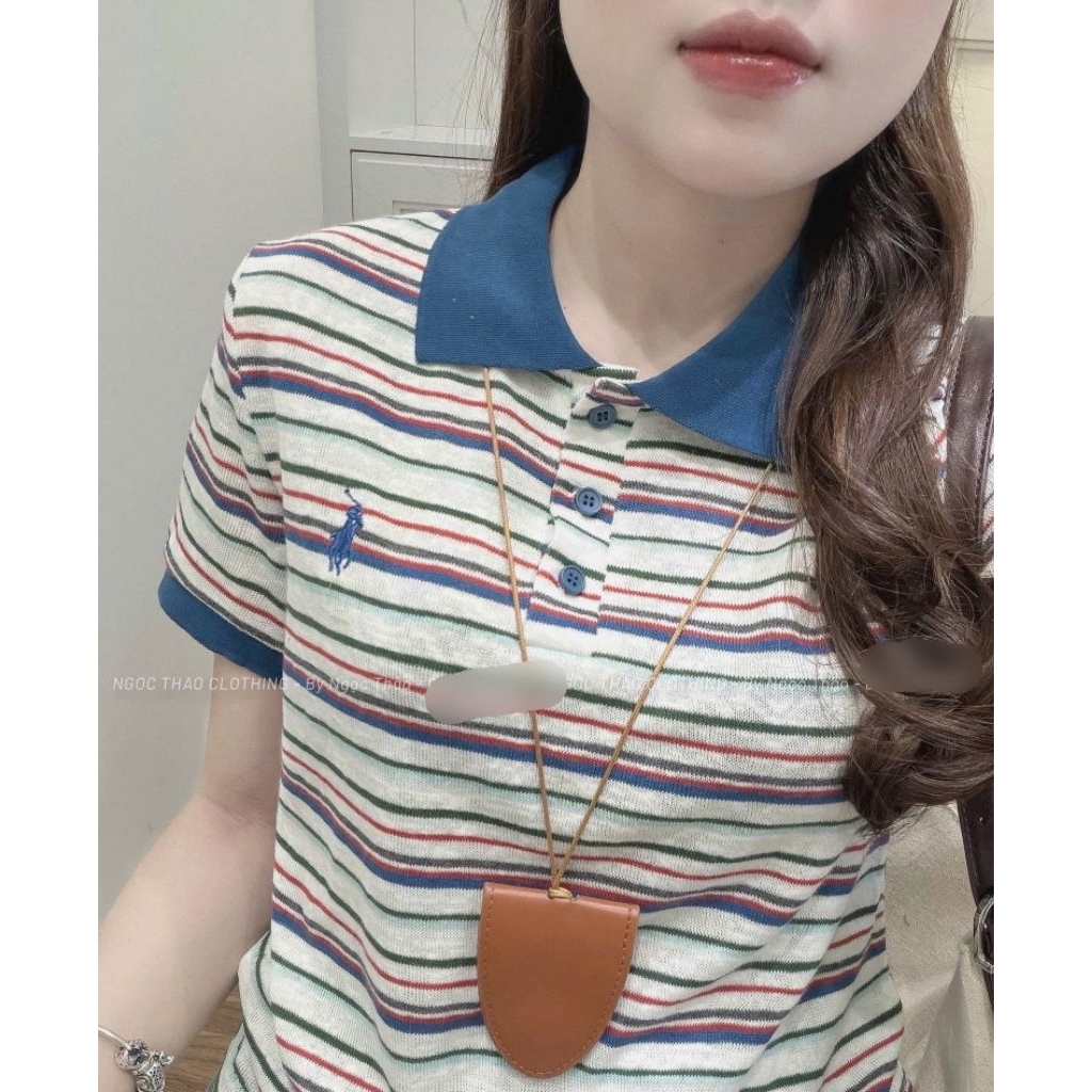 [𝑯𝒂 𝑨𝒏𝒉] Áo Cộc Phông Kẻ Pha Cổ QCL1
