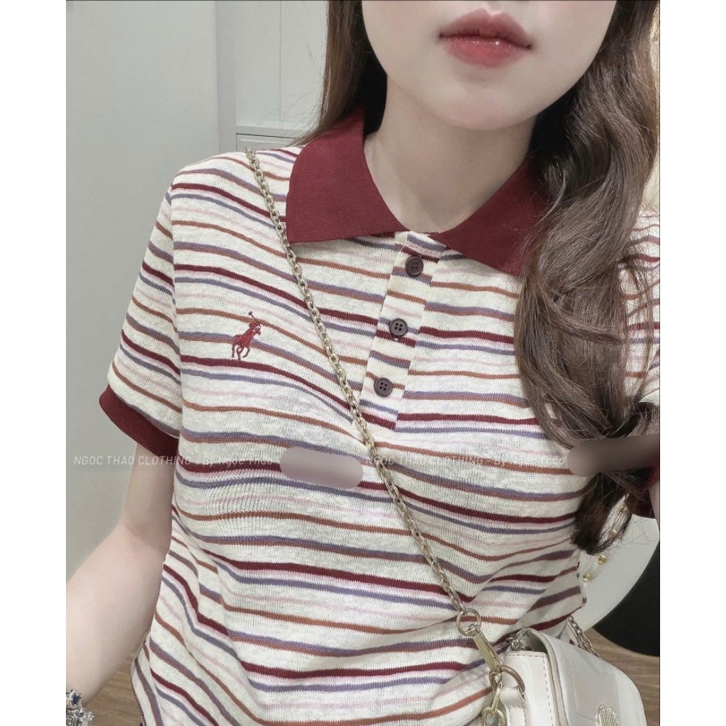 [𝑯𝒂 𝑨𝒏𝒉] Áo Cộc Phông Kẻ Pha Cổ QCL1