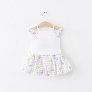 Đồ bộ hai dây cho bé gái 9th-4 tuổi thun cotton cánh tiên phong cách Hàn D1276 Bí Ngô Nhỏ