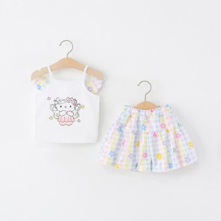 Đồ bộ hai dây cho bé gái 9th-4 tuổi thun cotton cánh tiên phong cách Hàn D1276 Bí Ngô Nhỏ