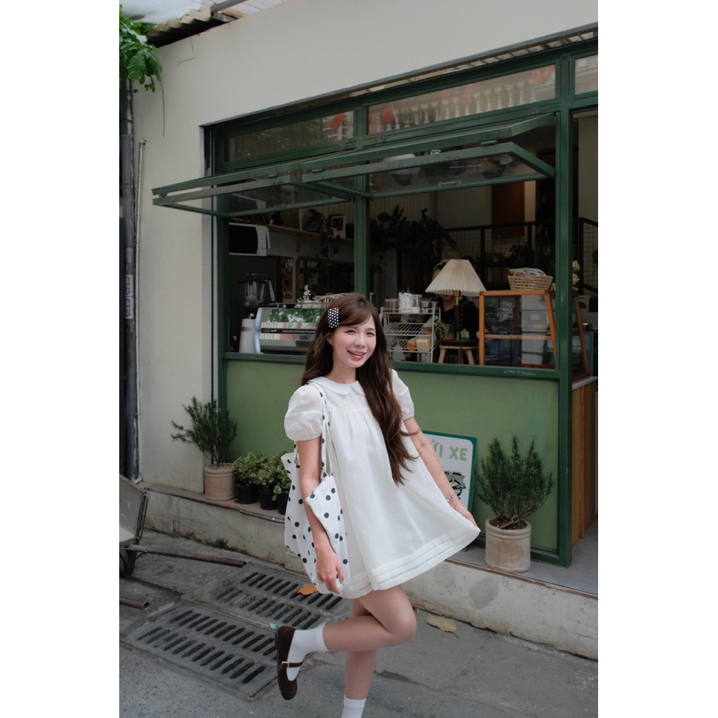 Váy voan tơ cổ sen 2 lớp tay bo chun (kèm quần trong) Nữ the.sweaterweather TSW