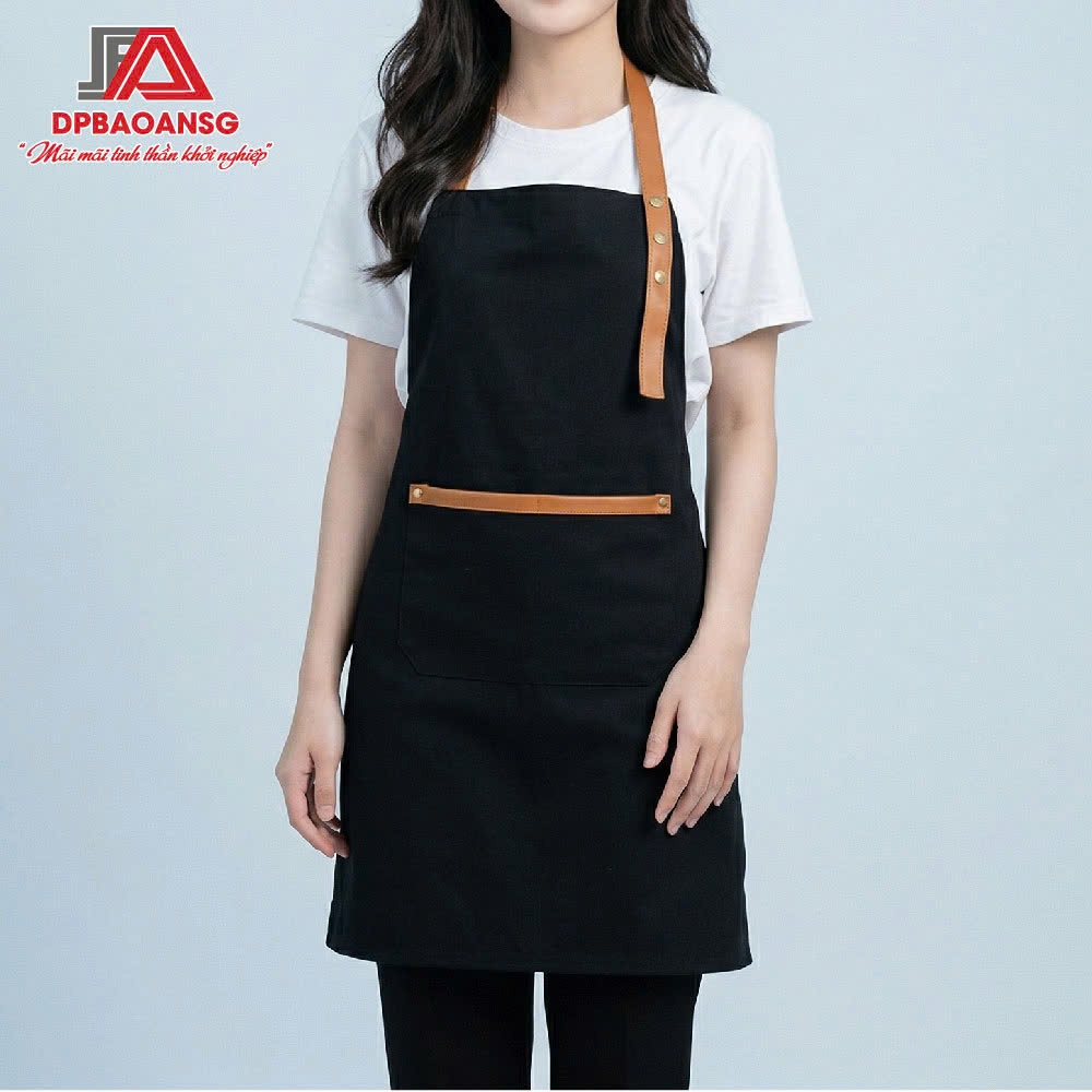 Tạp Dề Pha Chế Chống Nước Vải Kaki Nhật Phối Da Cao Cấp Cho Nam Nữ - Màu Sang Trọng, Hiện Đại
