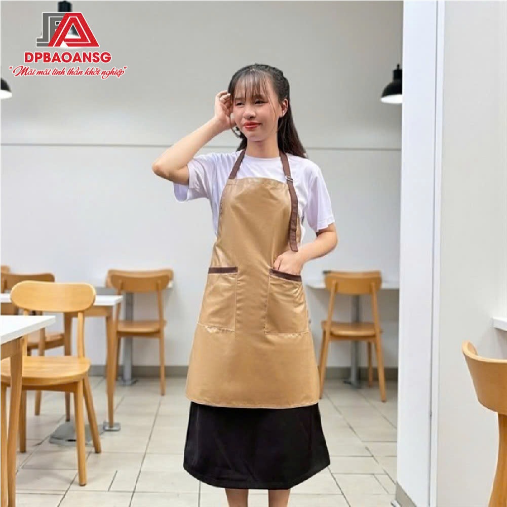 Tạp Dề Pha Chế Chống Nước Vải Kaki Nhật Phối Da Cao Cấp Cho Nam Nữ - Màu Sang Trọng, Hiện Đại