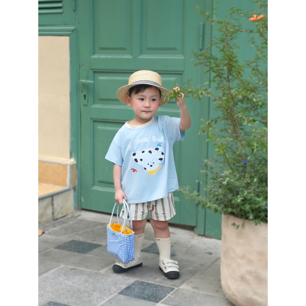 Bộ quần áo cộc tay họa tiết động vật đáng yêu, chất cotton mềm mại ,thoáng mát cho bé đi học đi chơi size 9-23kg