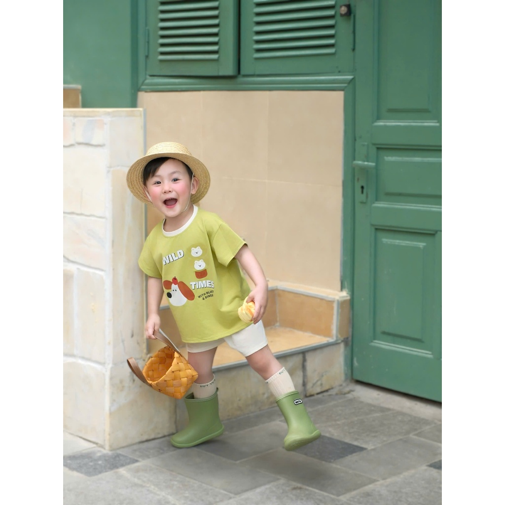 Bộ quần áo cộc tay họa tiết động vật đáng yêu, chất cotton mềm mại ,thoáng mát cho bé đi học đi chơi size 9-23kg