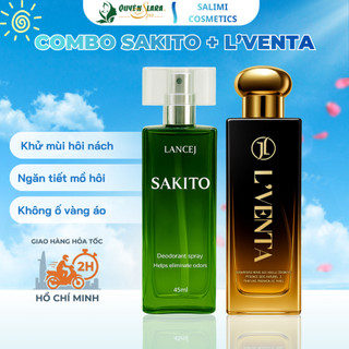 COMBO Xịt Khử Mùi L'VENTA 45ml & SAKITO 45ml, Khử Mùi Hôi Nách, Ngăn Tiết Mồ Hôi, Không Ố Vàng Áo