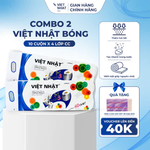 COMBO 2 Giấy Vệ Sinh Việt Nhật Bóng Không Lõi/Có Lõi 10 Cuộn 4 Lớp Tan Nhanh, An Toàn, Thấm Hút Tốt, Chất Lượng