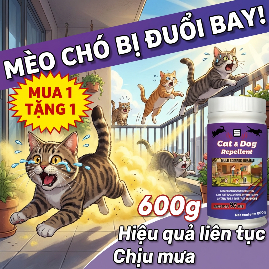 🐕🐈 Bột & thuốc đuổi mèo & chó – Dùng được cả khi mưa, bảo vệ lâu dài, sân vườn, trước nhà, cạnh xe