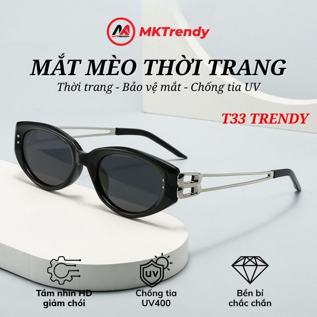 [Võ Hà Linh x MKTRENDY] Kính râm mắt mèo T33 thời trang chống tia UV tặng túi đựng kính khăn lau kính