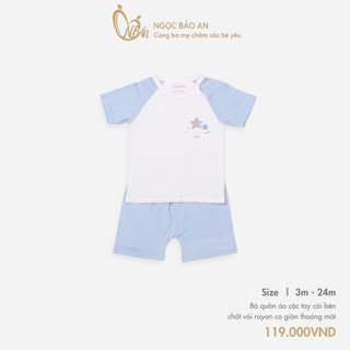 M&B (3-24M) Bộ quần áo ngắn cài vai sơ sinh vải rayon co giãn 4 chiều, mềm mịn thoáng mát cho bé