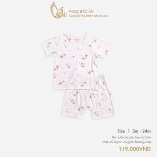 M&B (3-24M) Bộ quần áo ngắn cài vai sơ sinh vải rayon co giãn 4 chiều, mềm mịn thoáng mát cho bé