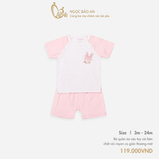 M&B (3-24M) Bộ quần áo ngắn cài vai sơ sinh vải rayon co giãn 4 chiều, mềm mịn thoáng mát cho bé