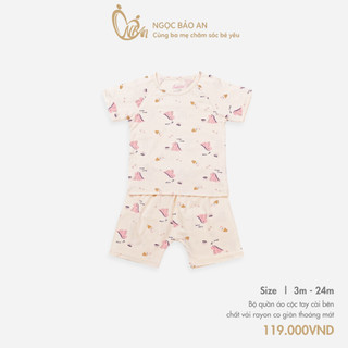 M&B (3-24M) Bộ quần áo ngắn cài vai sơ sinh vải rayon co giãn 4 chiều, mềm mịn thoáng mát cho bé