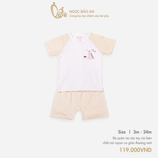 M&B (3-24M) Bộ quần áo ngắn cài vai sơ sinh vải rayon co giãn 4 chiều, mềm mịn thoáng mát cho bé