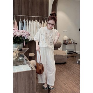 Set bộ đũi hoa Loai 1 thiết kế áo cổ bèo mix quần suông dài trẻ trung siêu xinh, Bộ đồ nữ đi biển sang chảnh rẻ đẹp