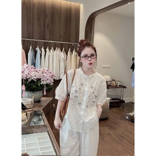 Set bộ đũi hoa Loai 1 thiết kế áo cổ bèo mix quần suông dài trẻ trung siêu xinh, Bộ đồ nữ đi biển sang chảnh rẻ đẹp