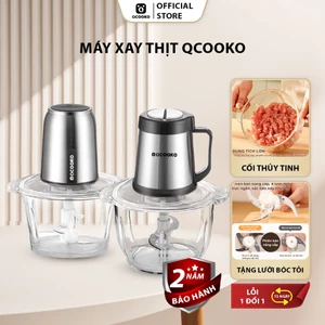 Máy xay thịt đa năng Qcooko 300W, 1.8L xay gia vị, cối thủy tinh cao cấp, Tặng Dao Làm Ruốc