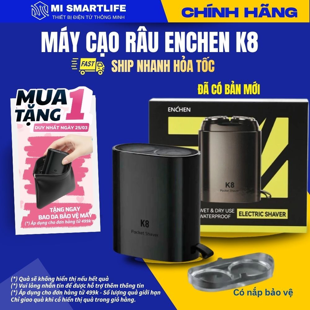 Máy cạo râu Enchen K8 đầu cạo 2D chống nước, 18 lưỡi dao tự mài [Enchen Mini 6/ Enchen Z4/ Enchen K8]