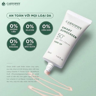 Kem chống nắng Caryophy Smart Tone-up Sunscreen nâng tone cho da dầu mụn chính hãng 50ml - Bebeau