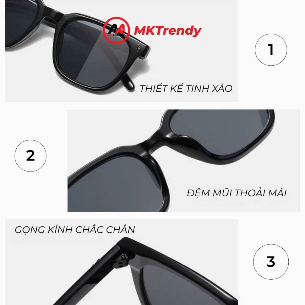 [Võ Hà Linh x MKTRENDY] Kính râm gọng vuông R9 chống tia UV tặng túi đựng kính khăn lau kính