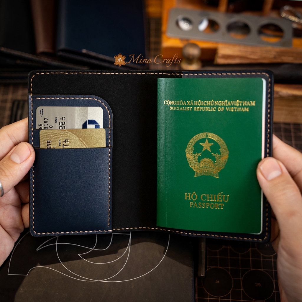 Bao Passport Mino Crafts Ví Đựng Hộ Chiếu Da Bò Nhiều Ngăn Gọn Nhẹ