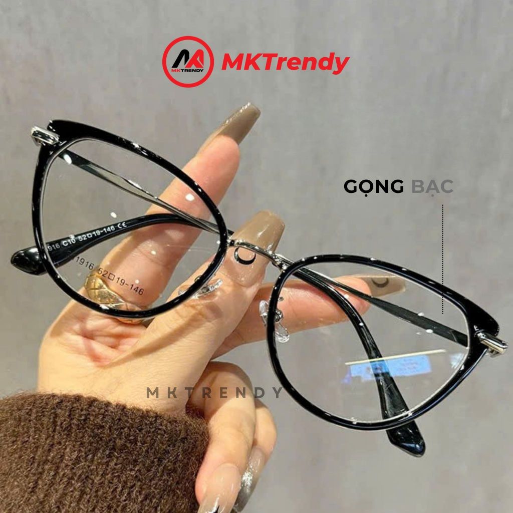 Kính mắt mèo nữ MKTRENDY gọng kim loại chống ánh sáng xanh chống tia UV thời trang K8