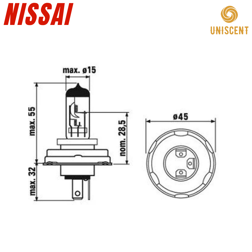 Bóng Đèn Xe Máy Halogen HS1/ Bóng Đèn H4-12v-35/35W Bóng Đèn Xe Máy Cos/ Pha HS1-12V-35/35W NISSAI