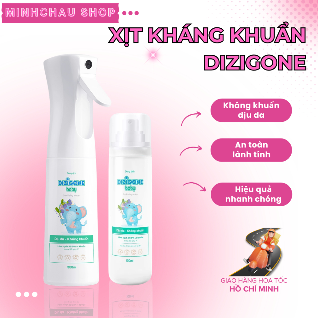 Xịt kháng khuẩn dịu da DIZIGONE Baby, Xịt tay chân, đồ gặm nướu, đồ chơi, đồ dùng, phòng bệnh cho bé