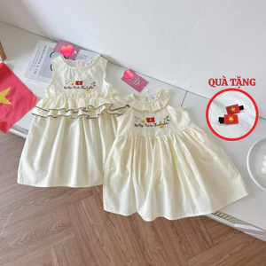 Váy Xinh 2/9 Thêu Cờ + ĐLTCHP Cho Bé Gái