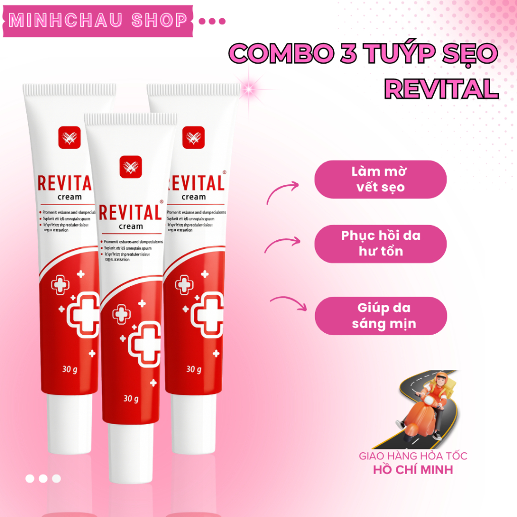 Combo 3 tuýp tinh chất Revital 30g - Hỗ trợ làm mờ sẹo, giảm thâm, chăm sóc da an toàn