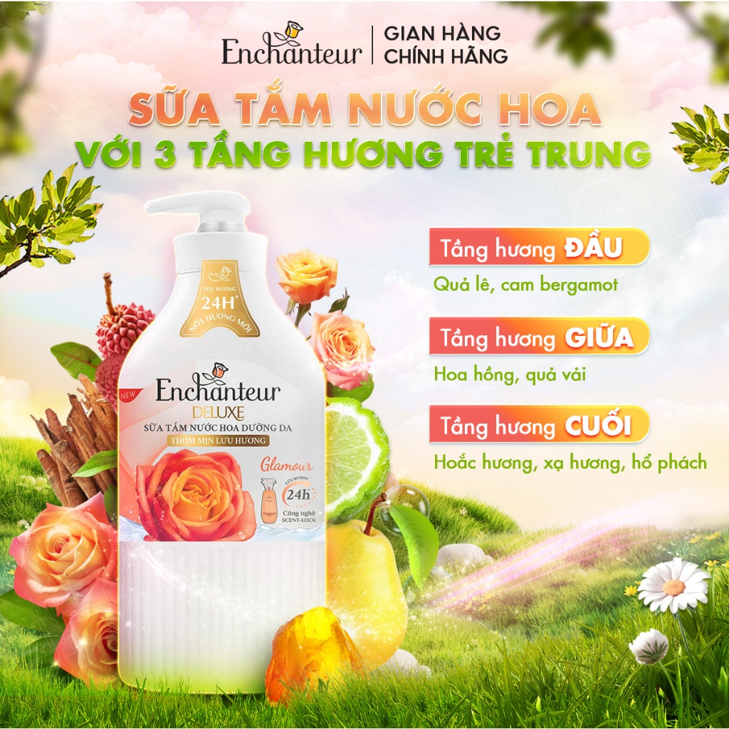 [SVIP] [TIẾT KIỆM] Combo 3 Túi Refill Sữa Tắm Nước Hoa Dưỡng Da Thơm Mịn Lưu Hương Enchanteur 640g x3