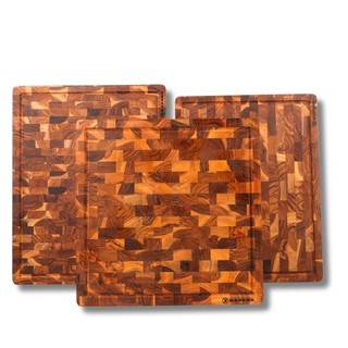 Thớt gỗ teak cao cấp KATANA cỡ lớn dày 3.8cm KT07 - thớt hình vuông kích thước 38x350x350mm