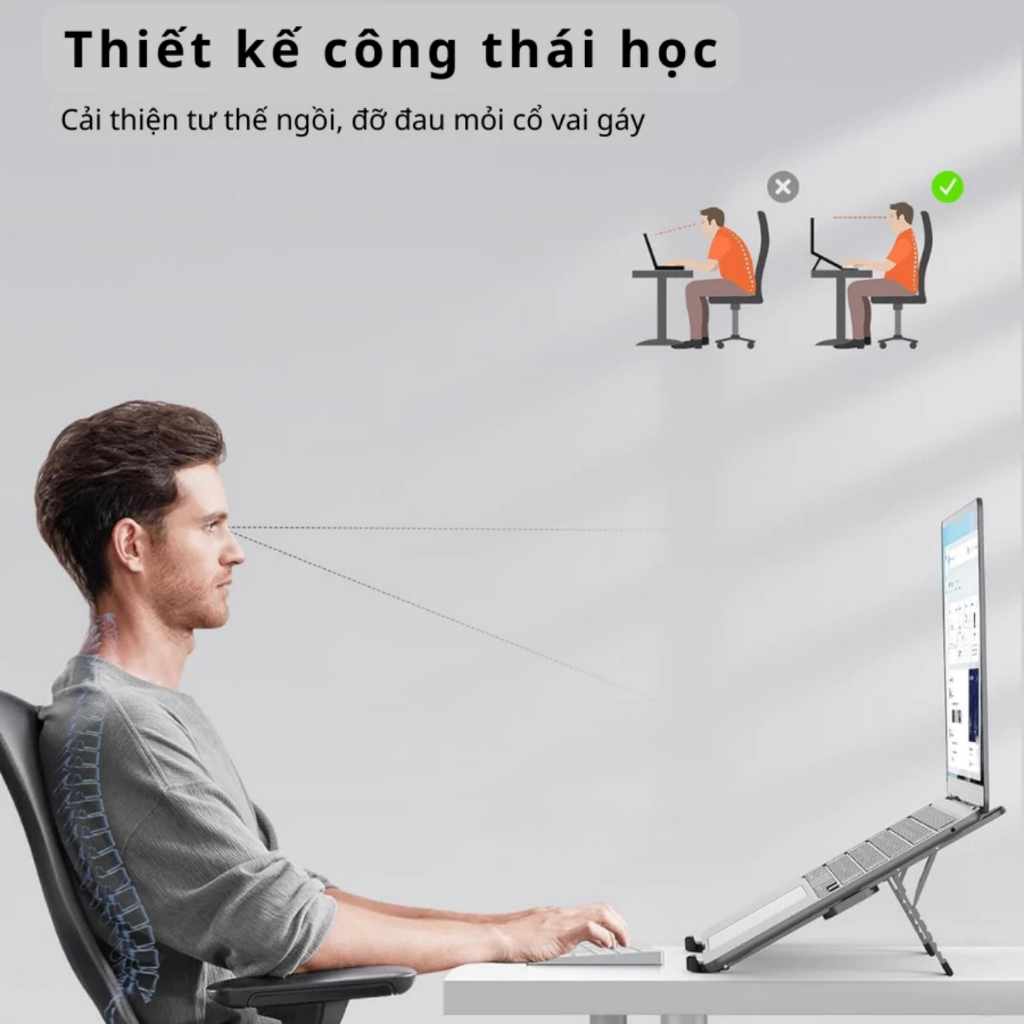 Giá Đỡ Laptop Macbook VTEK GD10 15 inch Tản Nhiệt Điều Chỉnh Độ Cao