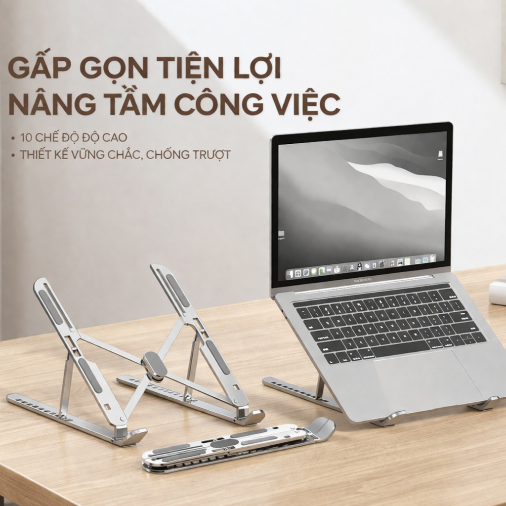 Giá Đỡ Laptop Macbook VTEK GD10 15 inch Tản Nhiệt Điều Chỉnh Độ Cao