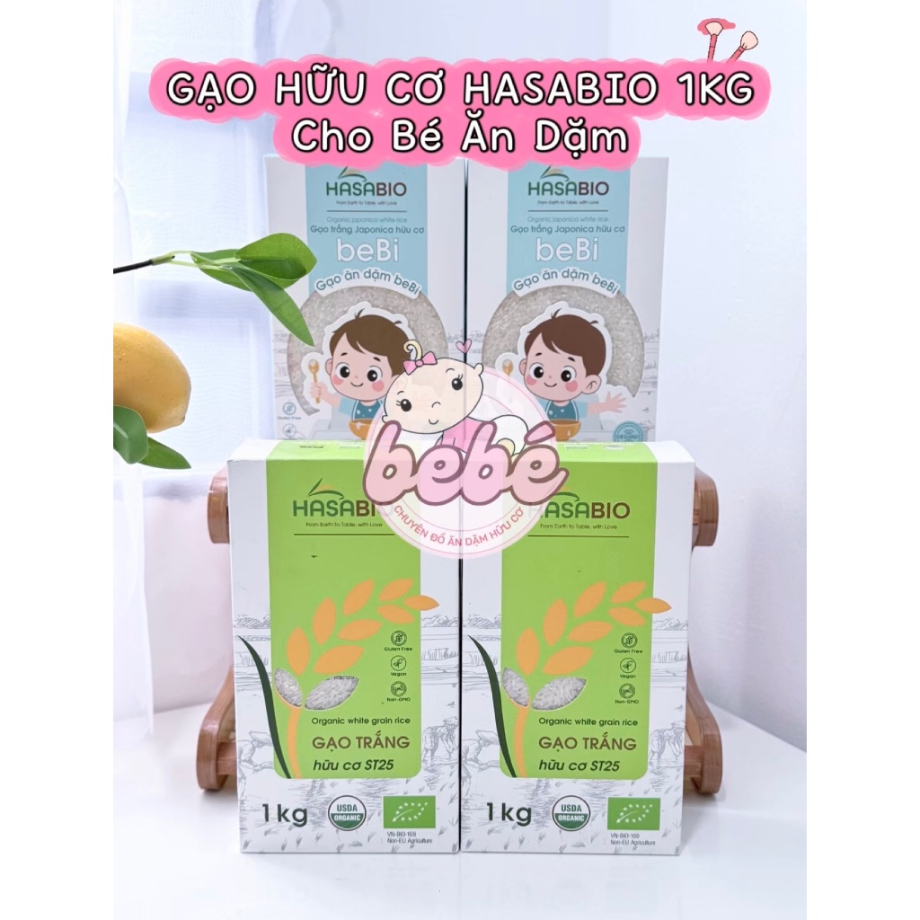 Gạo hữu cơ cho bé ăn dặm Hasabio, Hoa nắng,…Gạo nấu cháo cơm ăn dặm cho bé từ 6 tháng