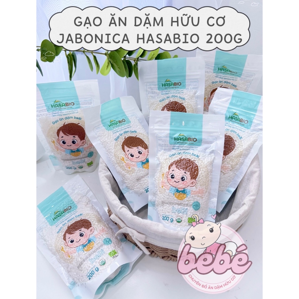 Gạo hữu cơ cho bé ăn dặm Hasabio, Hoa nắng,…Gạo nấu cháo cơm ăn dặm cho bé từ 6 tháng