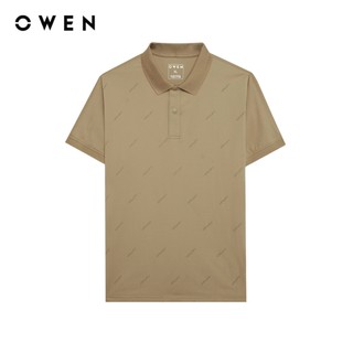 Owen - Áo polo Body fit APV257013 màu Be đậm chất liệu CVC Spandex